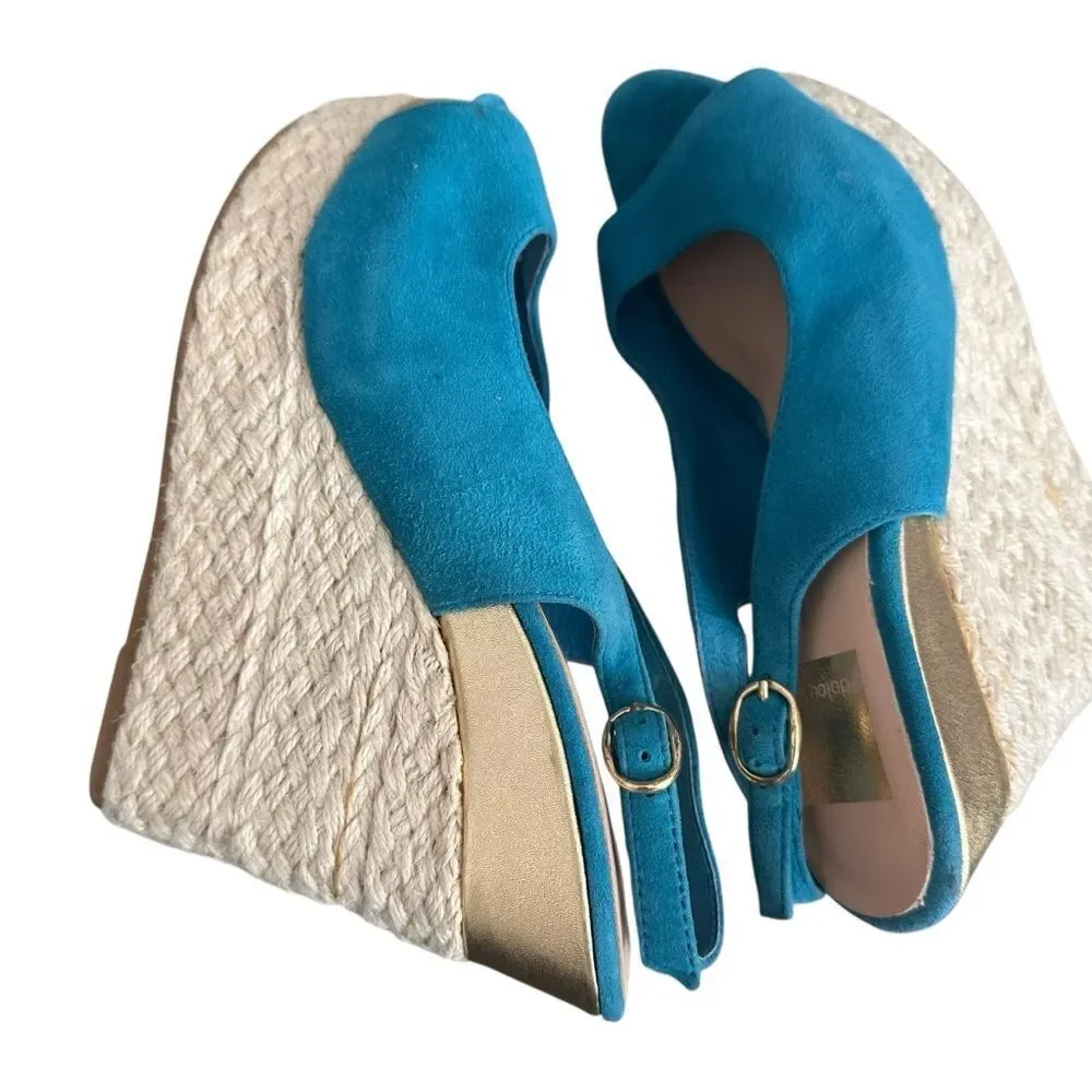 Dolce Vita Teal Suede Wedge Sandals Size 6